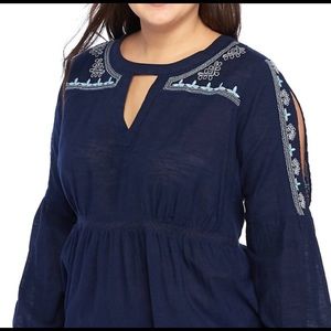 New Gorgeous Navy Cold Shoulder Blouse